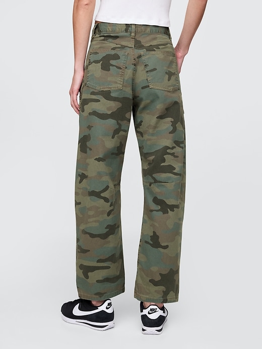 pantalon baril en sergé taille mi-haute