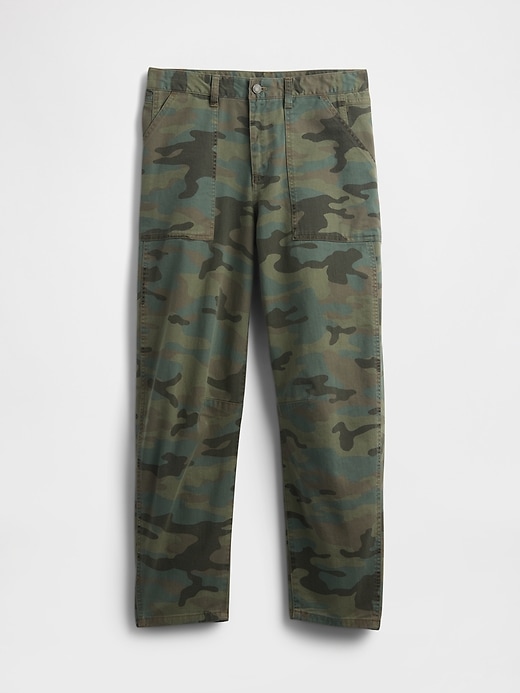 pantalon baril en sergé taille mi-haute