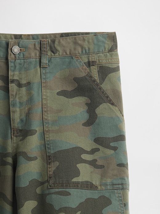 pantalon baril en sergé taille mi-haute