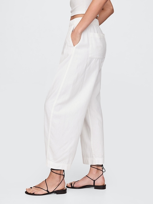 pantalon easy barrel taille mi-haute en lin mélangé