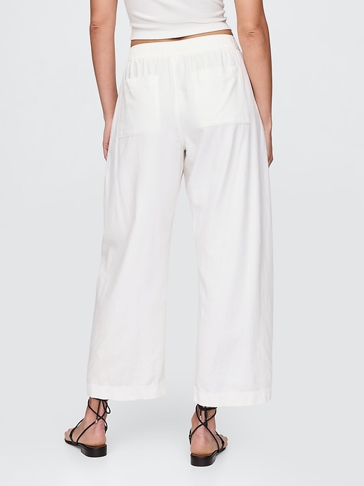 pantalon easy barrel taille mi-haute en lin mélangé