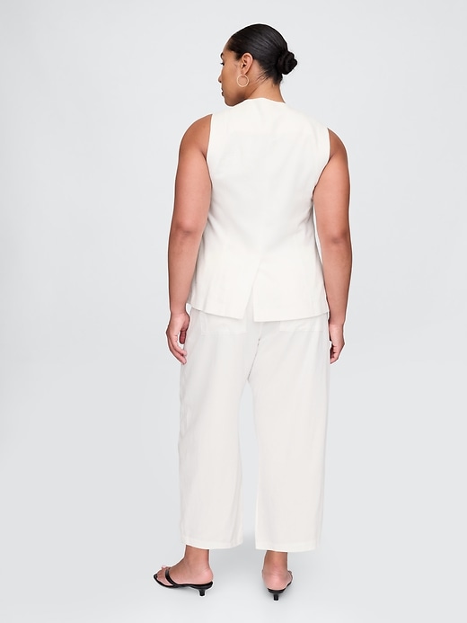 pantalon easy barrel taille mi-haute en lin mélangé
