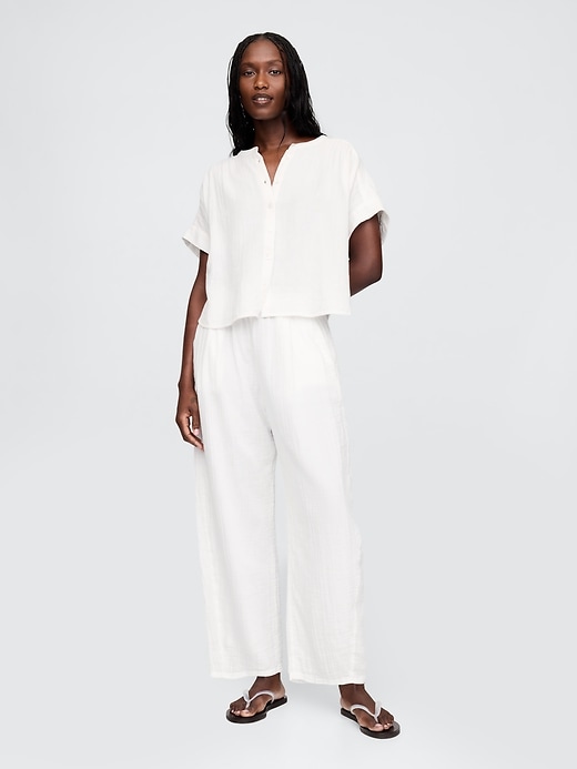 pantalon easy barrel en gaze de coton