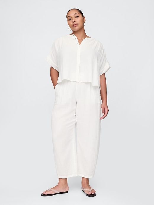 pantalon easy barrel en gaze de coton