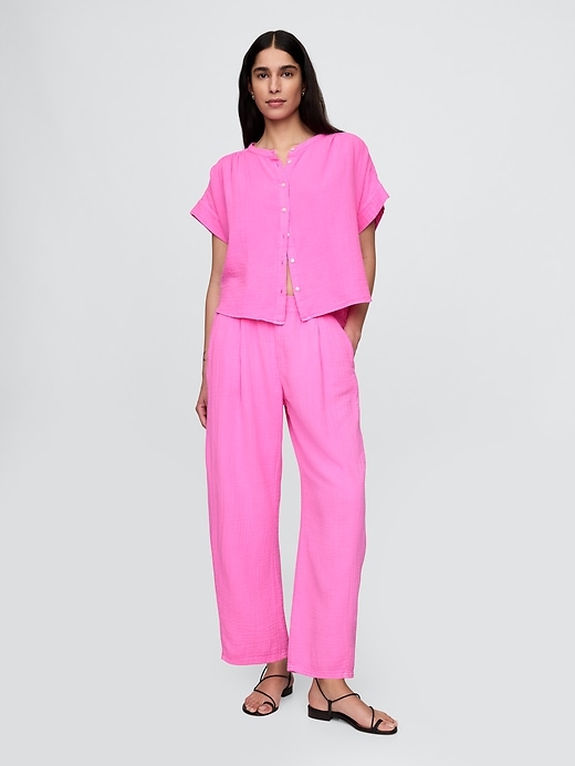 pantalon easy barrel en gaze de coton