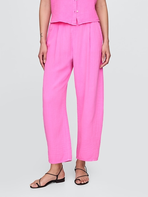 pantalon easy barrel en gaze de coton