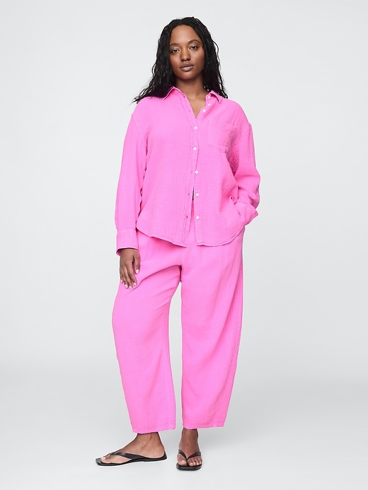 pantalon easy barrel en gaze de coton