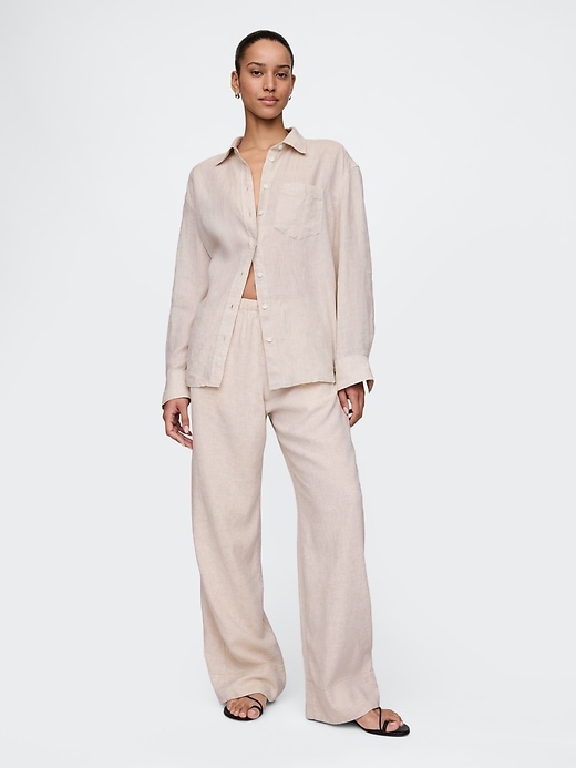 pantalon ample en lin mélangé