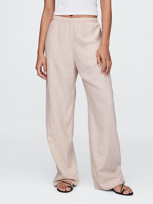 pantalon ample en lin mélangé