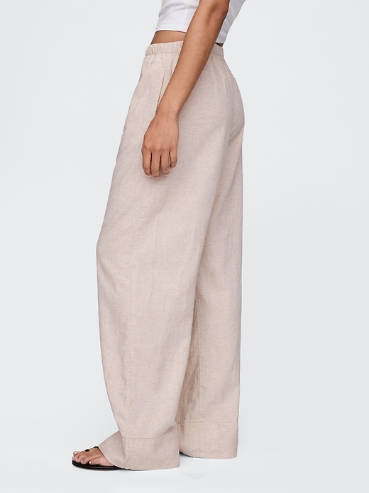 pantalon ample en lin mélangé