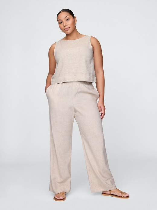 pantalon ample en lin mélangé