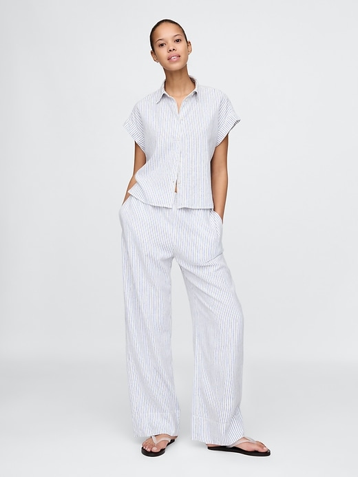 pantalon ample en lin mélangé