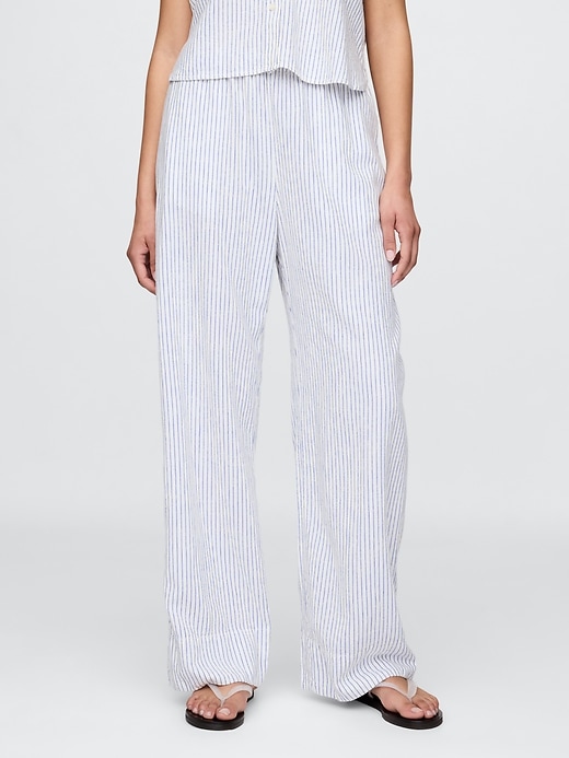 pantalon ample en lin mélangé