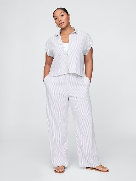 pantalon ample en lin mélangé