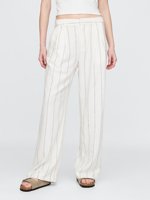 pantalon taille haute en lin mélangé 365