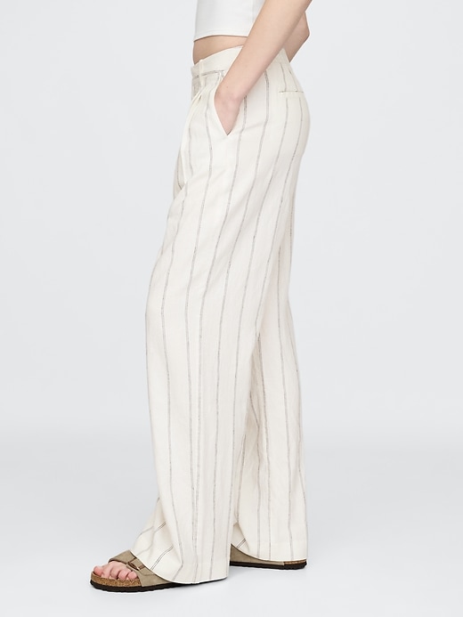 pantalon taille haute en lin mélangé 365
