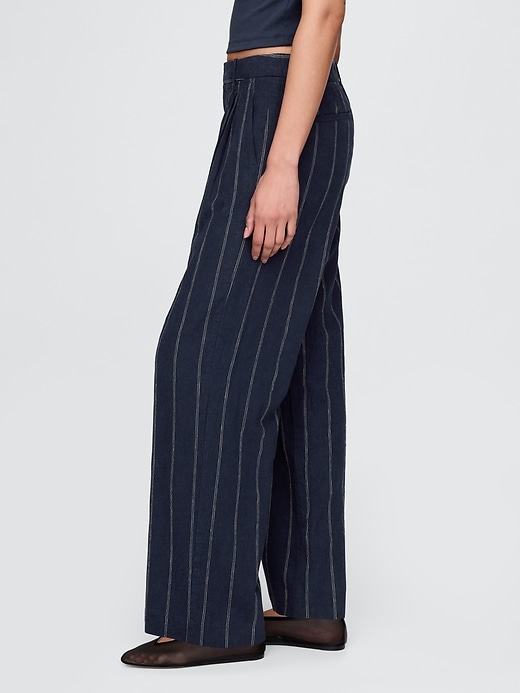 pantalon taille haute en lin mélangé 365