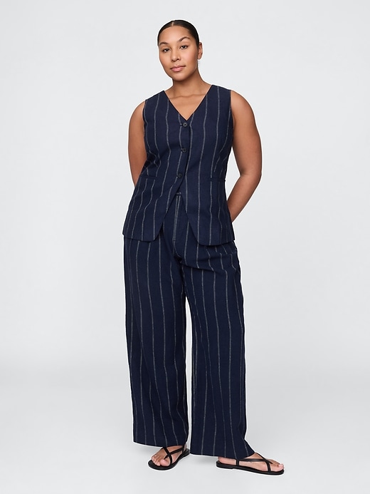 pantalon taille haute en lin mélangé 365