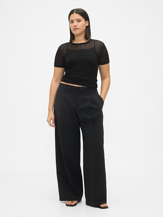 pantalon 365 à jambes larges plissées et taille basse