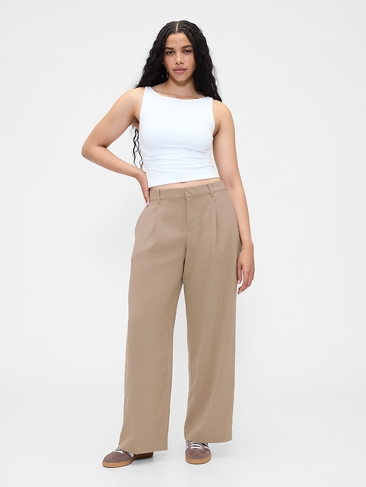 pantalon 365 à jambes larges plissées et taille basse
