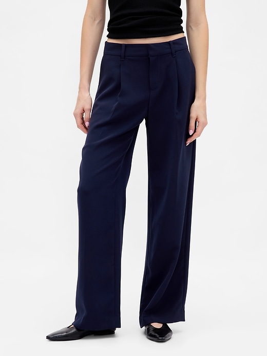 pantalon 365 à jambes larges plissées et taille basse
