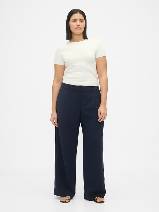 pantalon 365 à jambes larges plissées et taille basse
