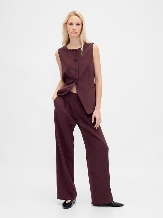 pantalon 365 à jambes larges plissées et taille basse