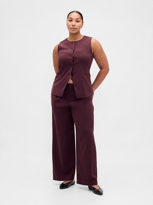 pantalon 365 à jambes larges plissées et taille basse