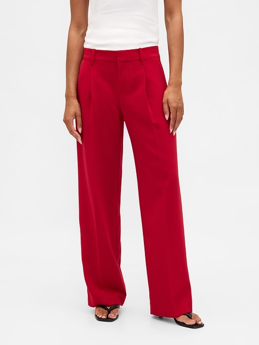 pantalon 365 à jambes larges plissées et taille basse