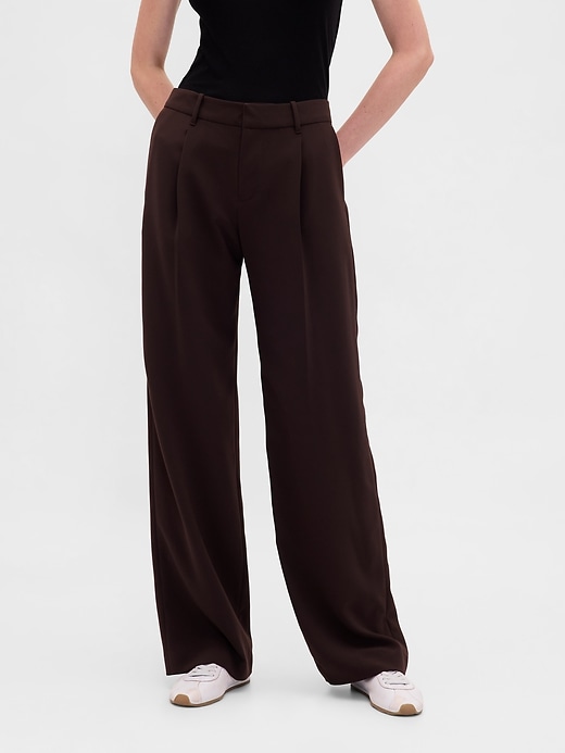 pantalon 365 à jambes larges plissées et taille basse