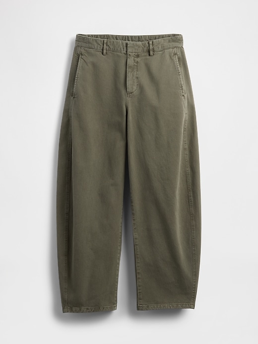 pantalon baril en sergé taille mi-haute