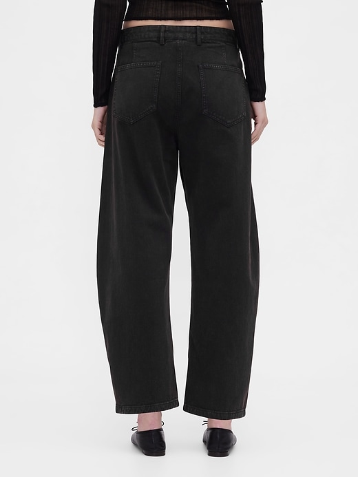pantalon baril en sergé taille mi-haute