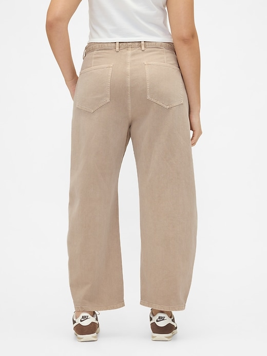 pantalon baril en sergé taille mi-haute