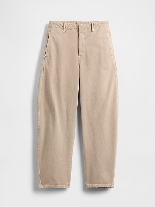 pantalon baril en sergé taille mi-haute