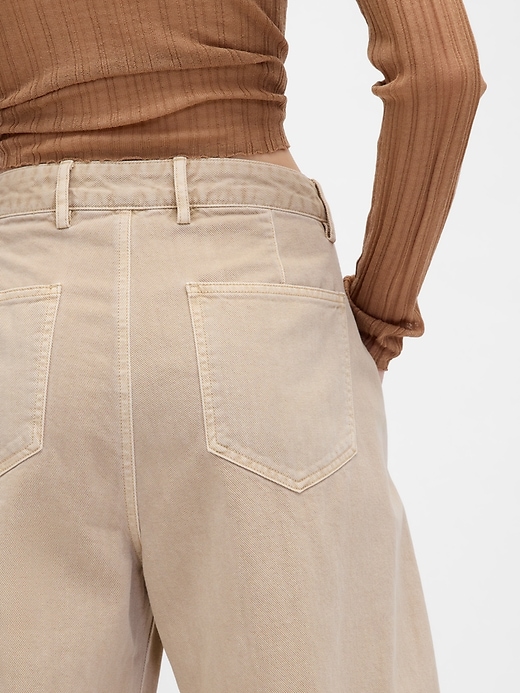 pantalon baril en sergé taille mi-haute