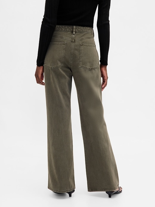 pantalon kaki taille basse à évasement décontracté