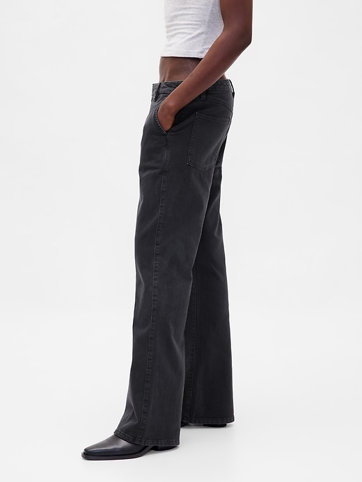 pantalon kaki taille basse à évasement décontracté