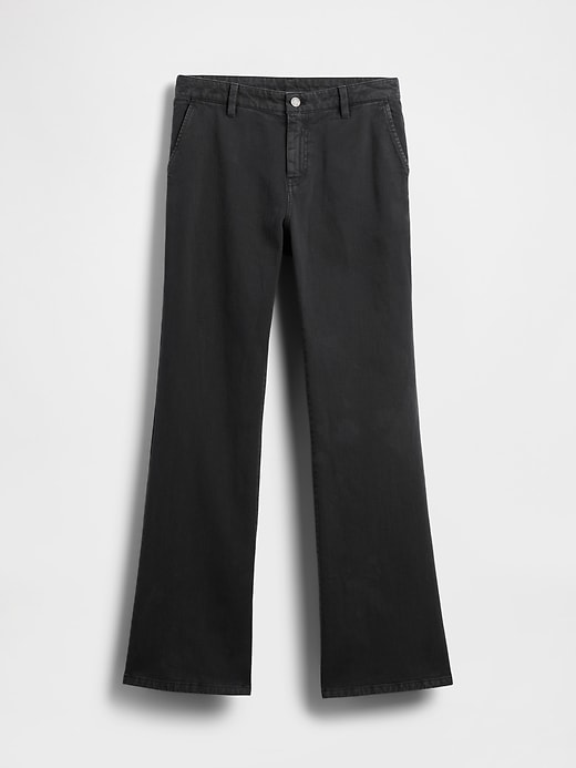 pantalon kaki taille basse à évasement décontracté