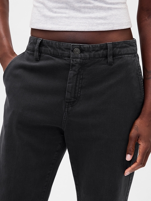pantalon kaki taille basse à évasement décontracté