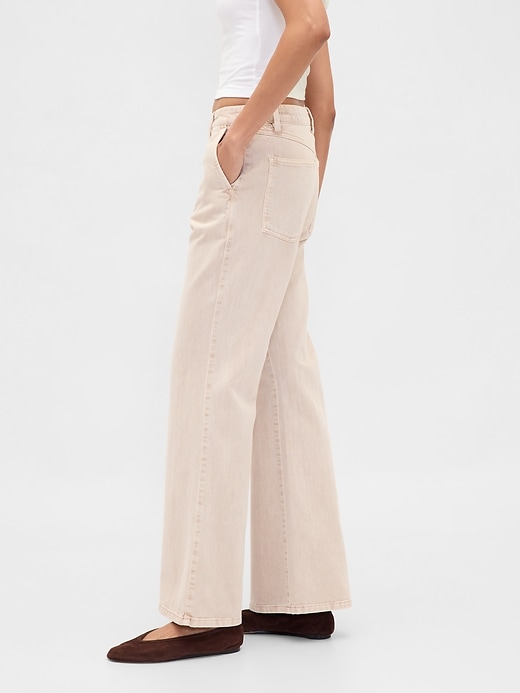 pantalon kaki taille basse à évasement décontracté