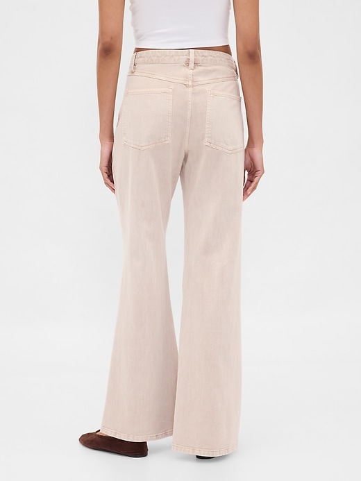 pantalon kaki taille basse à évasement décontracté