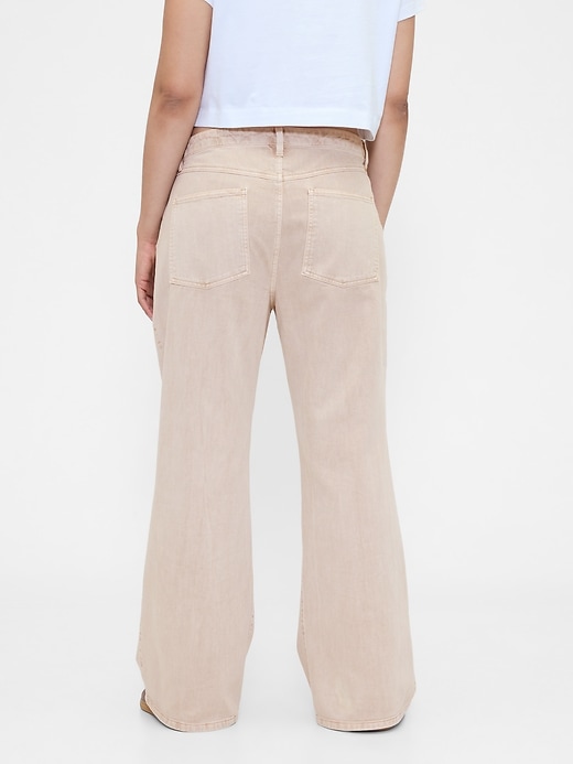 pantalon kaki taille basse à évasement décontracté