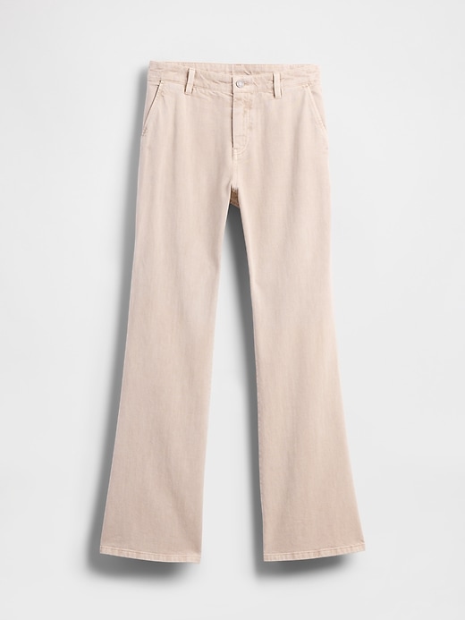 pantalon kaki taille basse à évasement décontracté