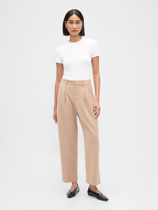pantalon 365 taille haute en sergé brossé coupe fuselée à la cheville