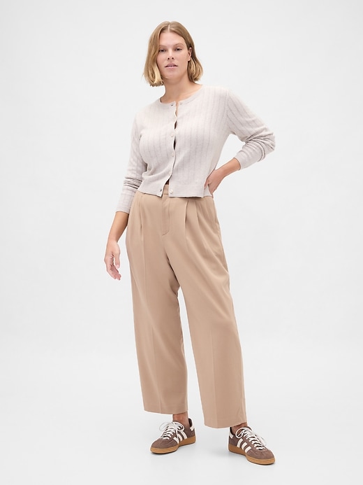 pantalon 365 taille haute en sergé brossé coupe fuselée à la cheville