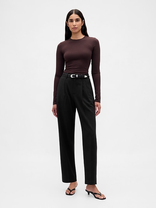 pantalon 365 taille haute en sergé brossé coupe fuselée à la cheville