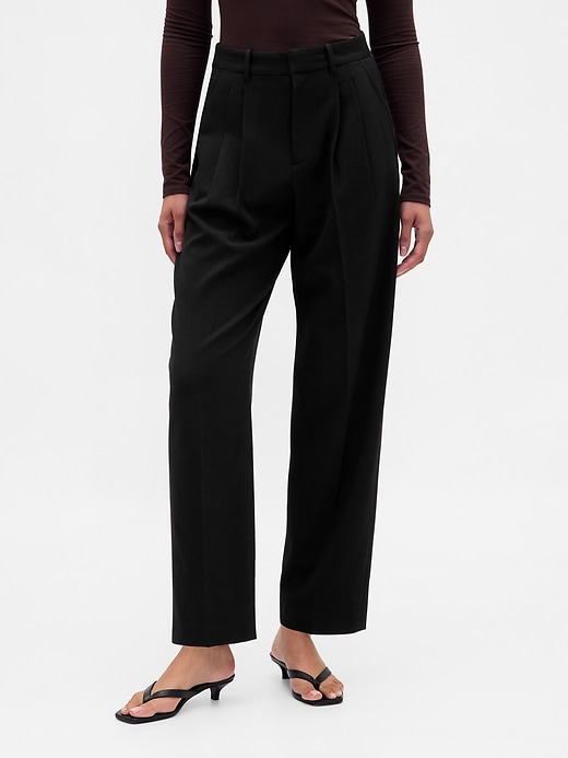 pantalon 365 taille haute en sergé brossé coupe fuselée à la cheville