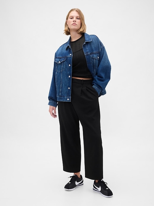 pantalon 365 taille haute en sergé brossé coupe fuselée à la cheville