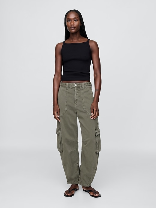 pantalon cargo taille mi-haute