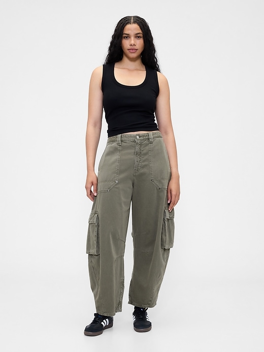 pantalon cargo taille mi-haute